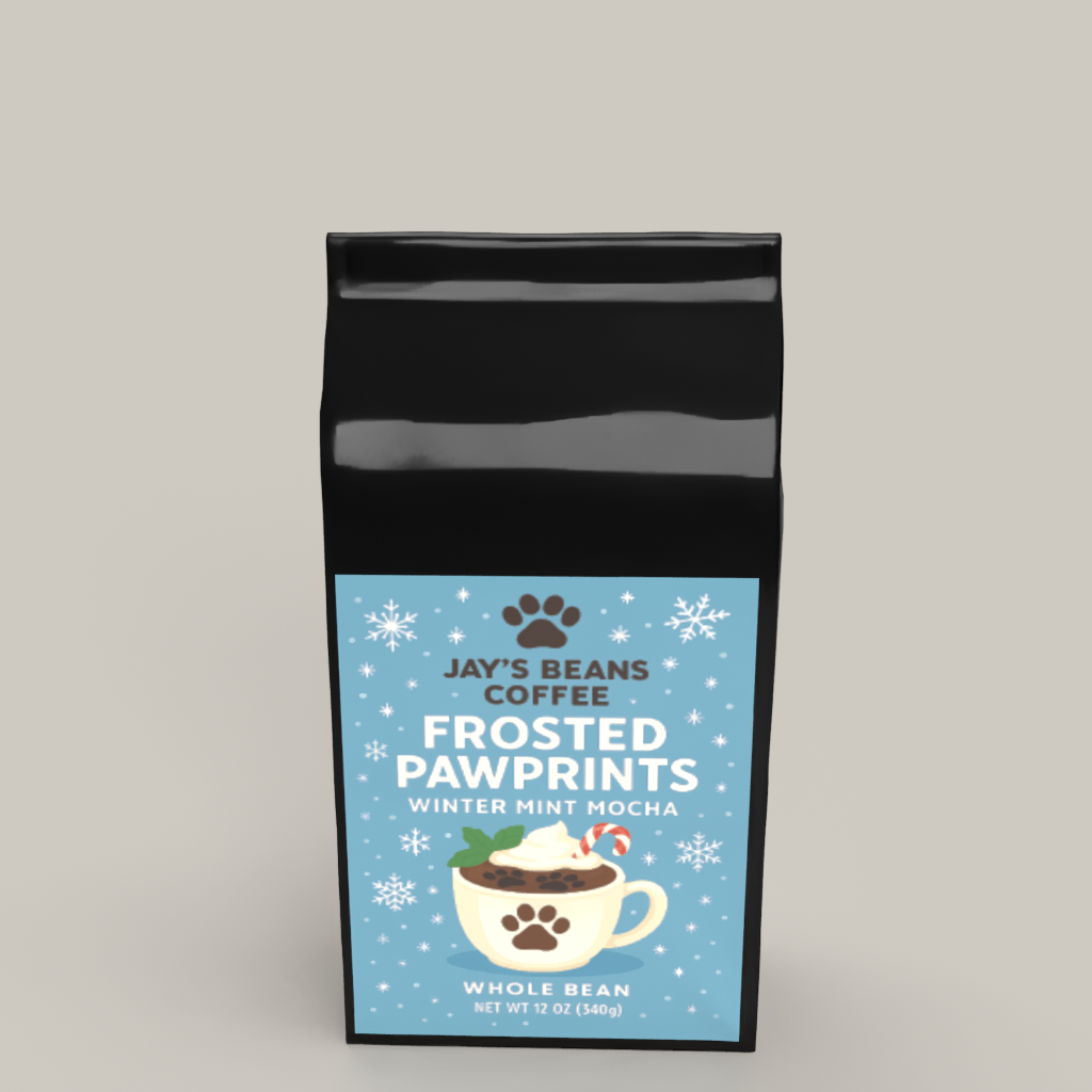 Frosted Pawprints – Winter Mint Mocha | Jay’s Beans Coffee