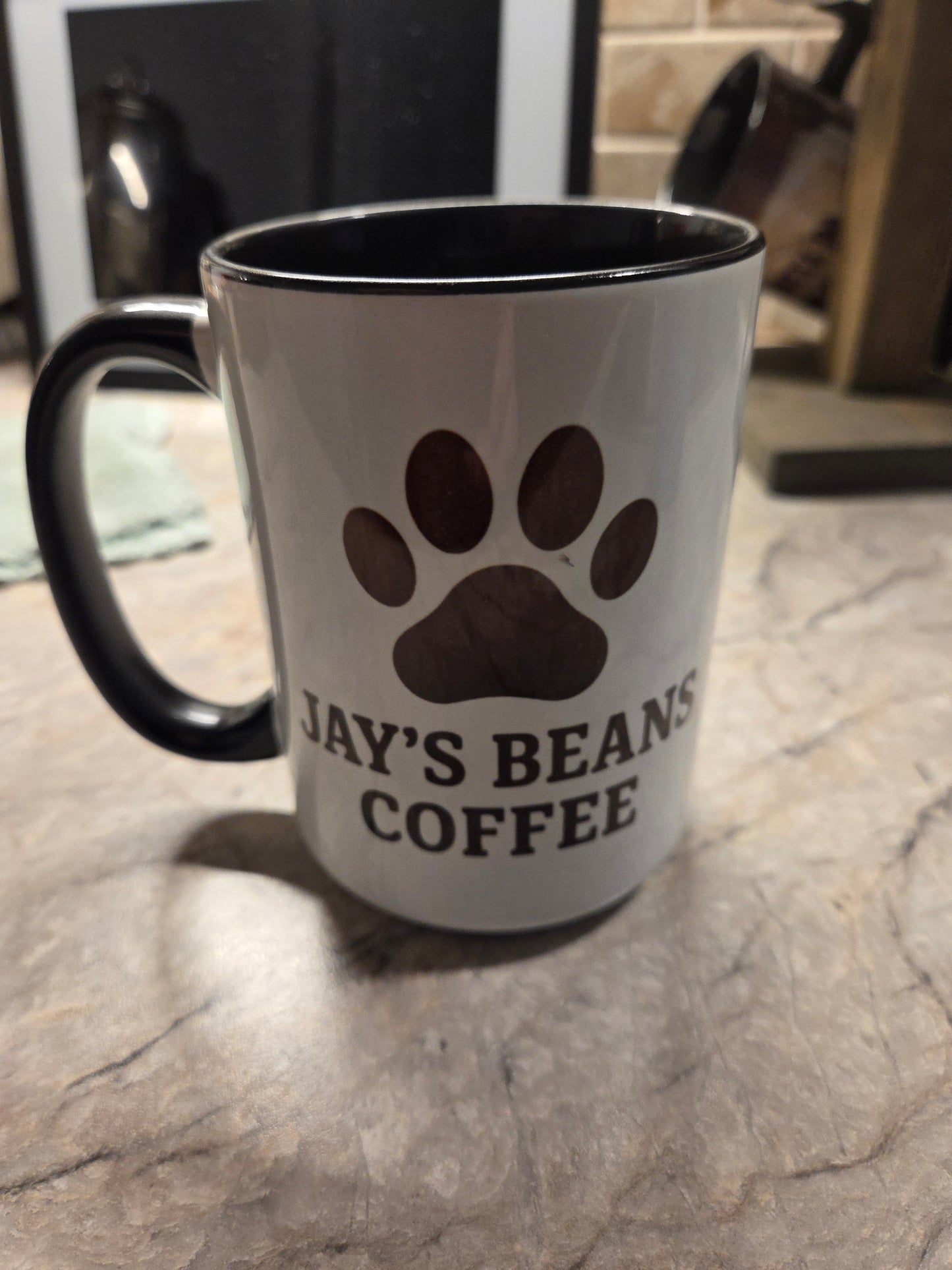 Jay's Beans Coffee Paw Print Coffee Mug