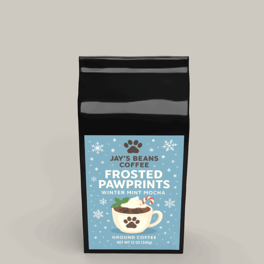 Frosted Pawprints – Winter Mint Mocha | Jay’s Beans Coffee