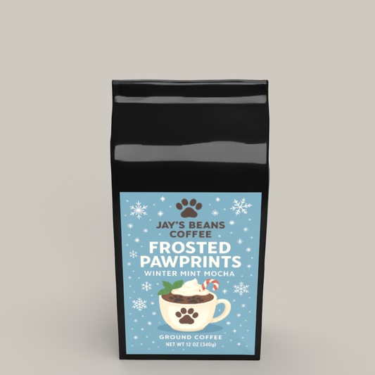 Frosted Pawprints – Winter Mint Mocha | Jay’s Beans Coffee