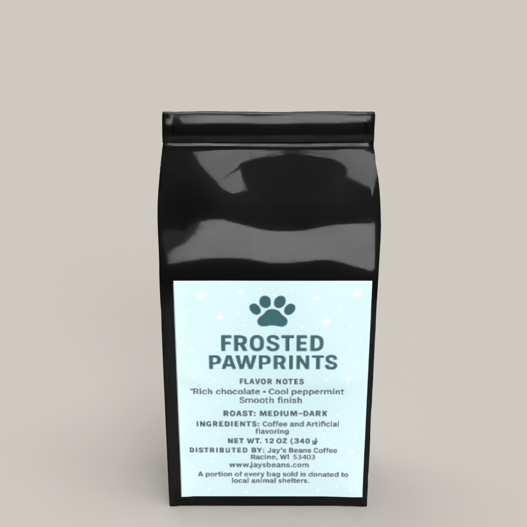 Frosted Pawprints – Winter Mint Mocha | Jay’s Beans Coffee