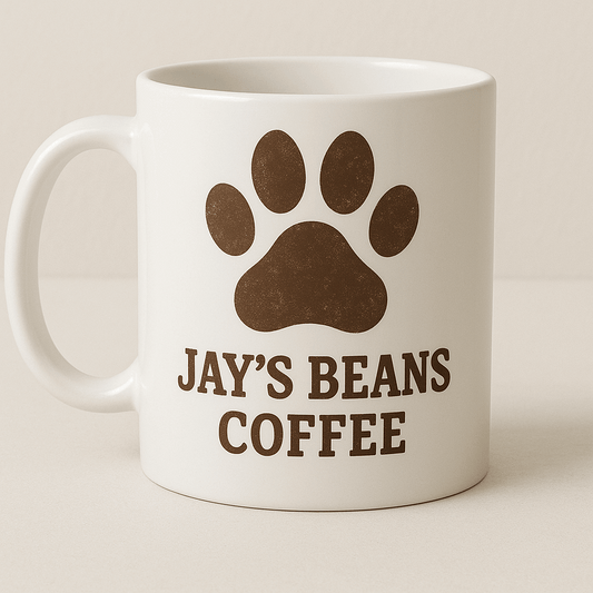 Jay's Beans Coffee Paw Print Coffee Mug